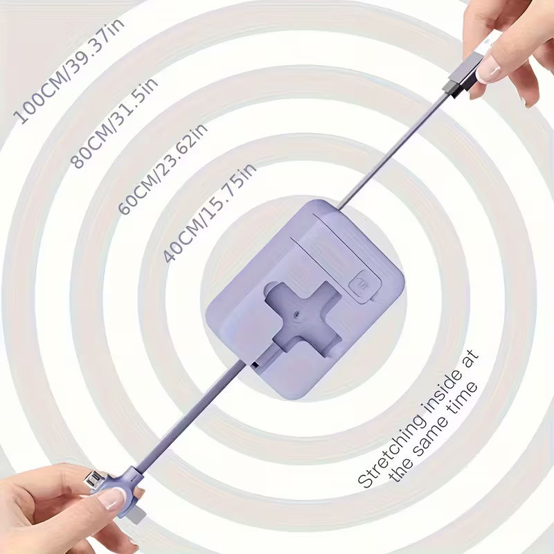3 in 1 Retractable USB Cable & Built-in Phone Stand Charger Cable