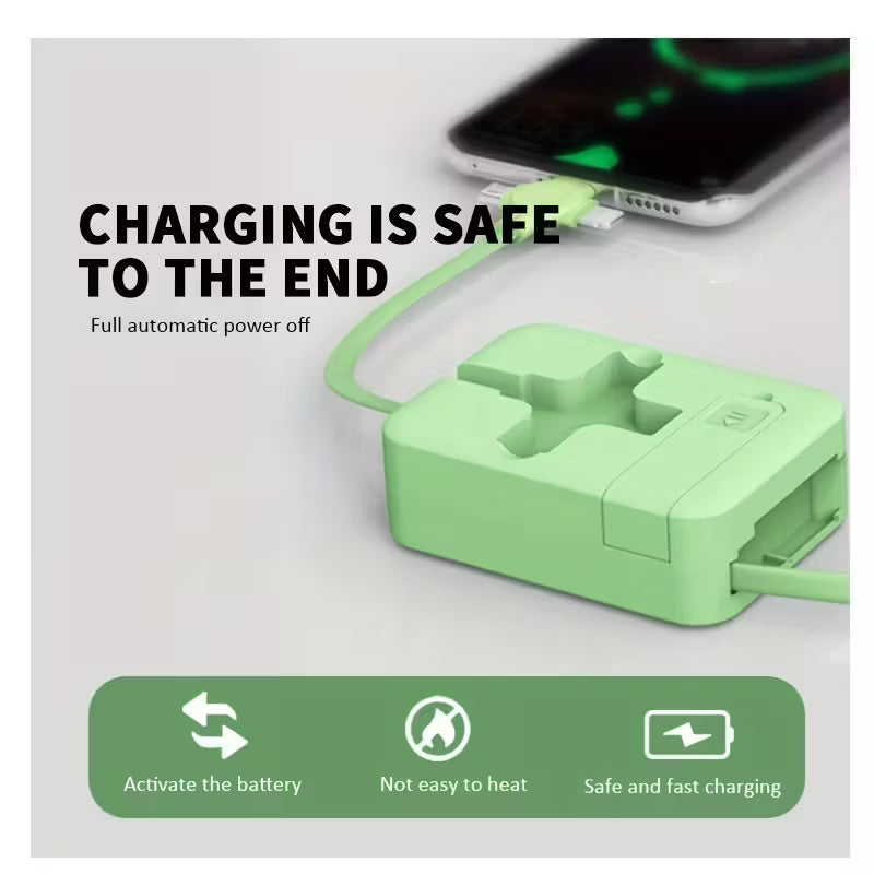3 in 1 Retractable USB Cable & Built-in Phone Stand Charger Cable